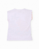 T-shirt da bambina in maglia con stampa dinosauro