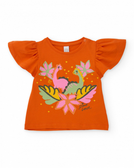 T-shirt da bambina in maglia con maniche con volant