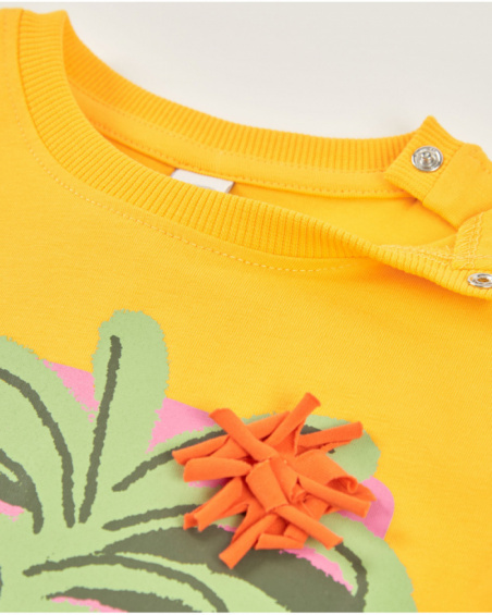 T-shirt da bambina in maglia con dettagli in rilievo