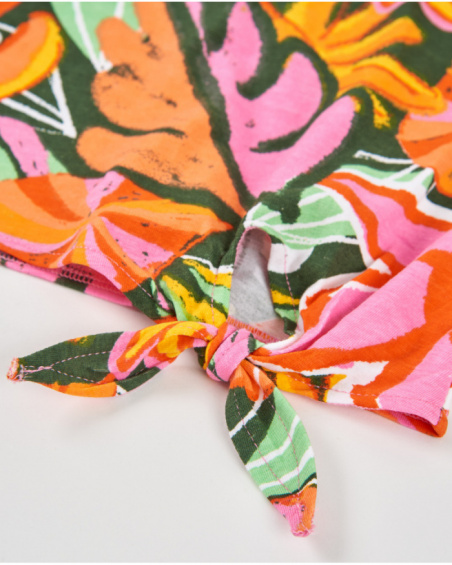 T-shirt da bambina in maglia con nodo al fondo