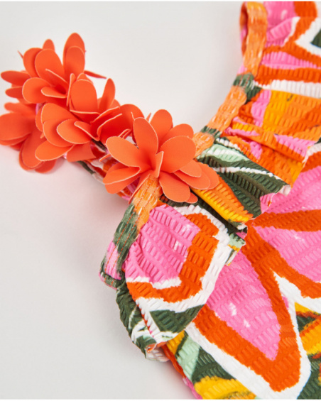 Costume da bagno da bambina in maglia con spallina asimmetrica