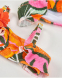 Bikini da bambina in maglia con dettaglio floreale in rilievo