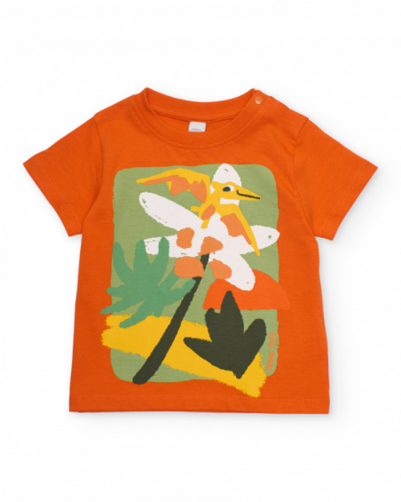 T-shirt da bambino in maglia con stampa frontale