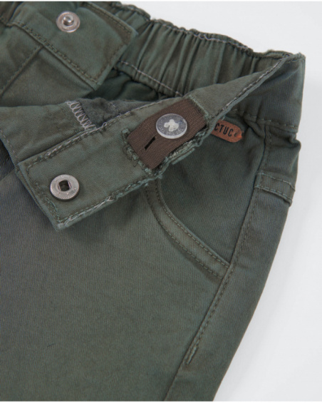 Pantaloni da bambino in tessuto con vita con regolazione interna