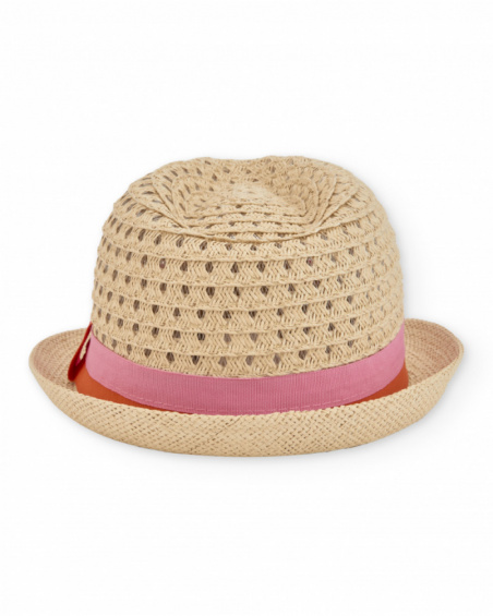 Cappello da bambina in tessuto con nastro decorativo