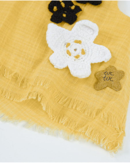 Blusa da bambina in tessuto con applicazioni floreali