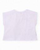 T-shirt in maglia da bambina con dettaglio in rilievo