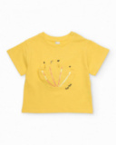 T-shirt in maglia da bambina con dettaglio in rilievo e paillettes