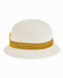 Cappello da bambina in tessuto con fiori in rilievo