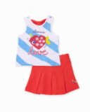 Completo da bambina in maglia con pieghe frontali
