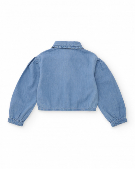 Camicia da bambina in tessuto in denim leggero