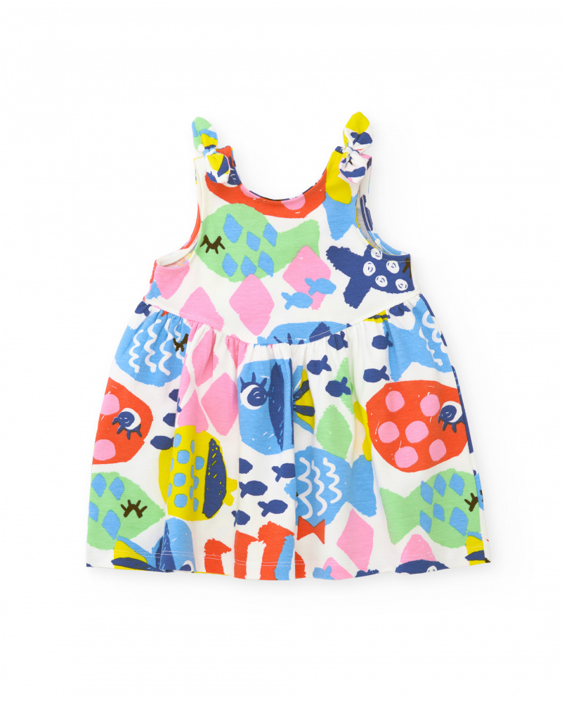 Vestito in maglia da bambina con spalline annodate