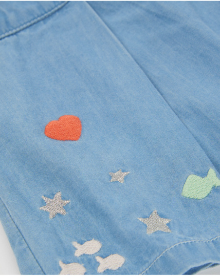 Gonna-pantalone da bambina in tessuto in denim leggero