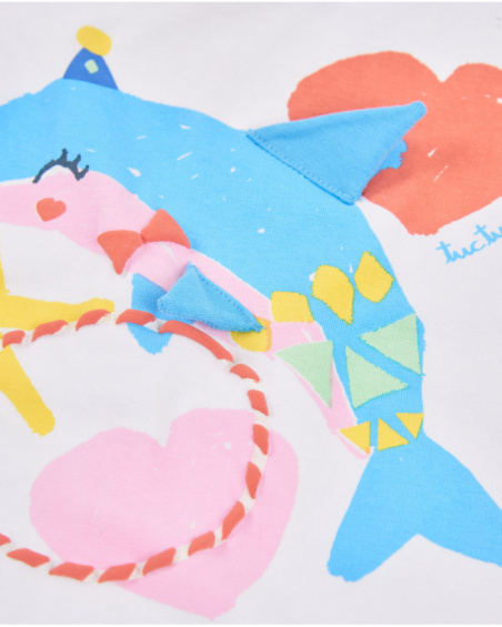 T-shirt in maglia da bambina con manica arricciata