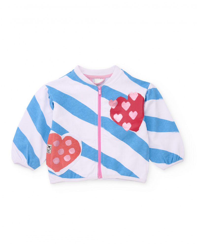Felpa in maglia da bambina con chiusura a zip