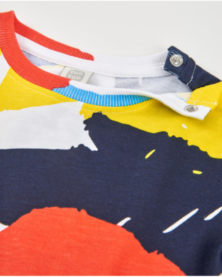 T-shirt bambino in maglia con stampa astratta