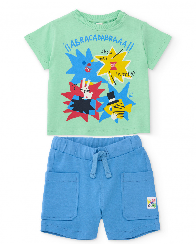 Completo bambino in maglia con stampa frontale