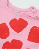 T-shirt bambina in maglia con stampa a cuori