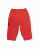 Pantaloni bambino in tessuto piano stile cargo
