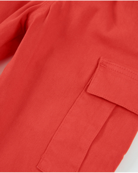 Pantaloni bambino in tessuto piano stile cargo