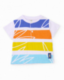 T-shirt bambino in maglia con righe orizzontali