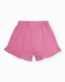 Short da bambina in maglia con volant sul fondo