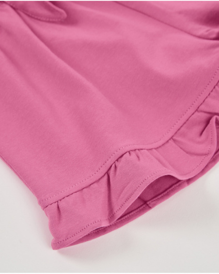 Short da bambina in maglia con volant sul fondo