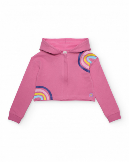 Felpa da bambina in maglia con taglio corto