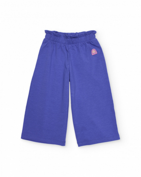 Pantaloni da bambina in maglia con vita elasticizzata arricciata