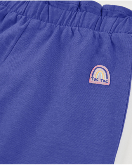 Pantaloni da bambina in maglia con vita elasticizzata arricciata