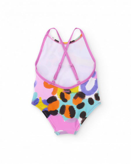Costume da bagno da bambina in maglia con motivo astratto