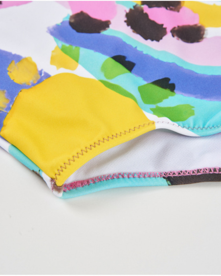 Costume da bagno da bambina in maglia con motivo astratto