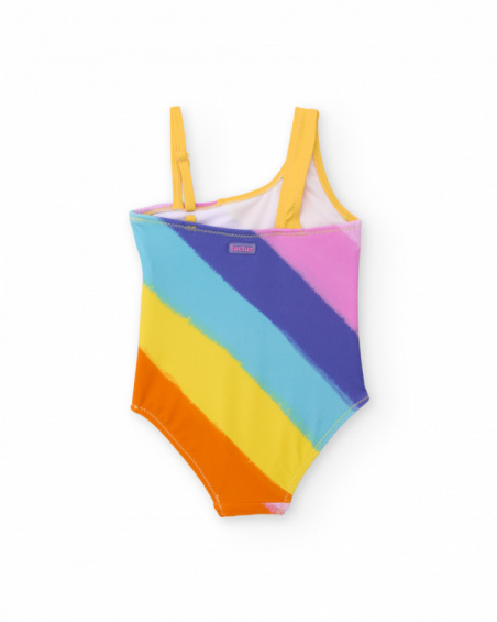 Costume da bagno da bambina in maglia con design asimmetrico