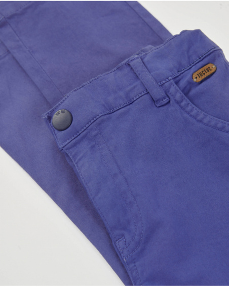 Pantaloni da bambino in tessuto piano con vita regolabile