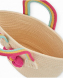 Borsa da bambina in tessuto piano con fiore imbottito