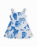 Vestito da bambina in tessuto piano con corpetto arricciato