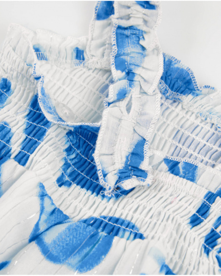 Vestito da bambina in tessuto piano con corpetto arricciato