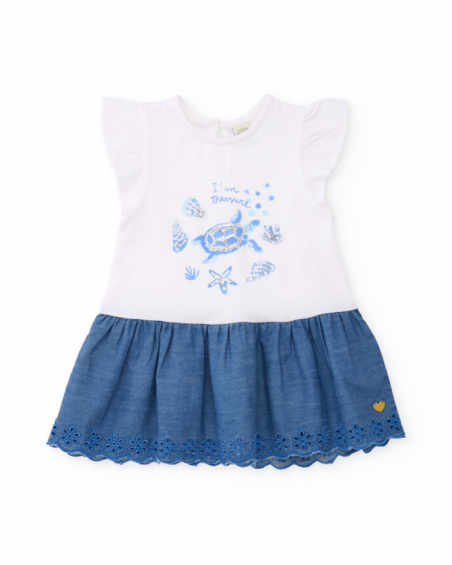 Vestito da bambina in maglia con motivo marino e paillettes
