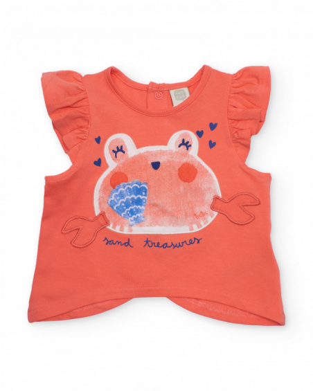 Completo da bambina in maglia con grande stampa marina