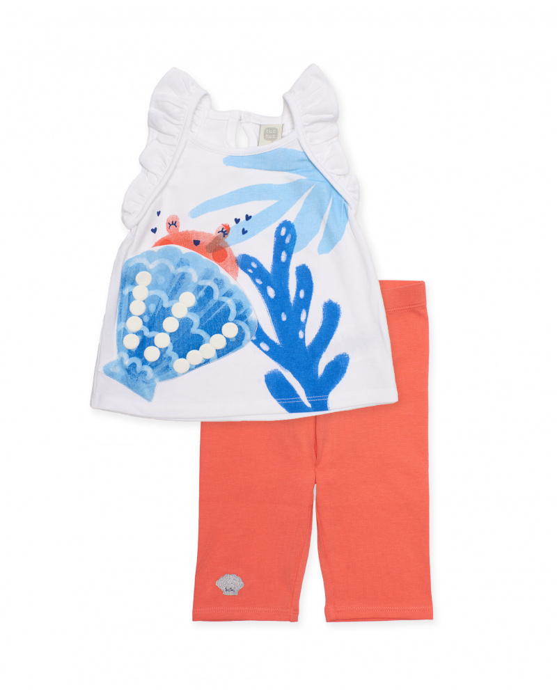 Completo da bambina in maglia con motivo marino