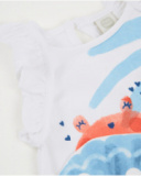 T-shirt da bambina in maglia con volant sulle spalle