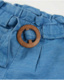 Short da bambina in tessuto piano con ricami floreali