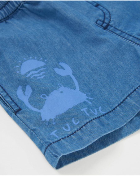 Bermuda da bambino in tessuto piano e denim