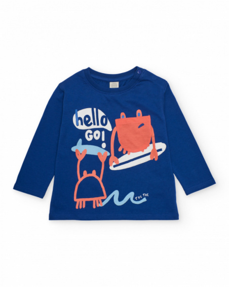 T-shirt da bambino in maglia con stampa di granchi