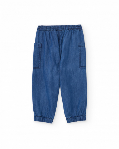 Pantaloni da bambino in tessuto piano con denim leggero