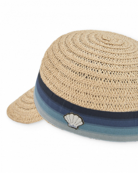 Cappello da bambina in tessuto piano con nastro decorativo