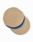 Cappello da bambina in tessuto piano con nastro decorativo