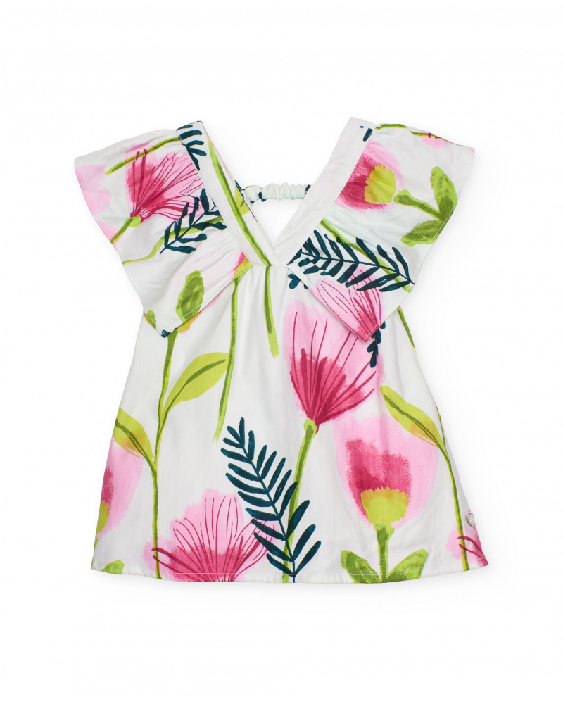 Vestito da bambina in tessuto piano con scollo incrociato