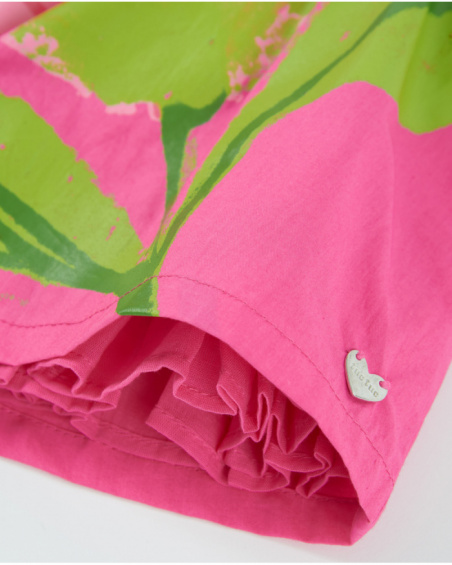 Vestito da bambina in tessuto piano con corpetto arricciato