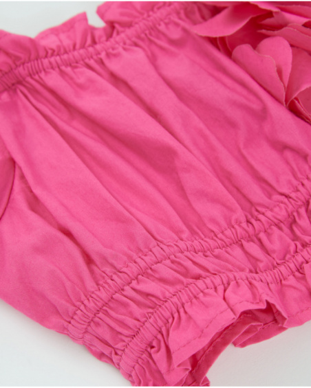 Top da bambina in tessuto piano con applicazione di fiori